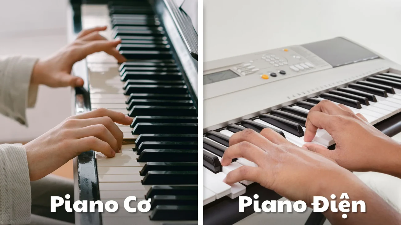 Ảnh So sánh Piano Cơ và Piano Điện T-Pianist